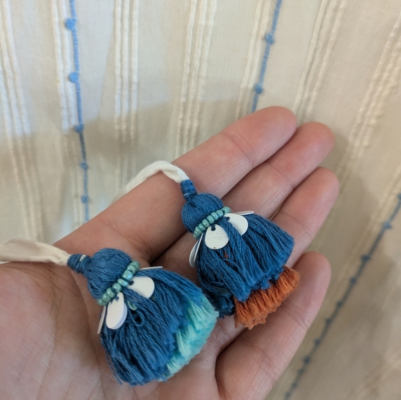 Duet White Sheer Beaded Embroidered Side Tie Dress. Size M/L - Picture 5 of 12